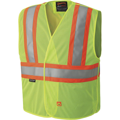 6916A Flame Resistant Safety Vest, High Visibility Lime-Yellow, Medium/Small, Polyester Groupe Generik