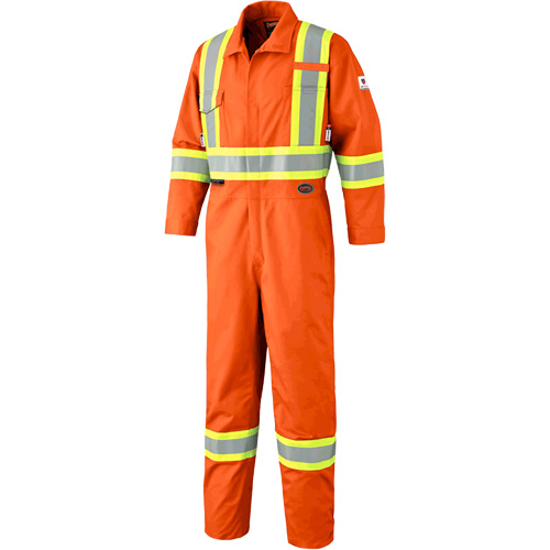 7705T FR-Tech&reg; Flame-Resistant Coverall with Leg Zippers, Size 40 (Tall), High Visibility Orange, 9.7 cal/cm² Groupe Generik