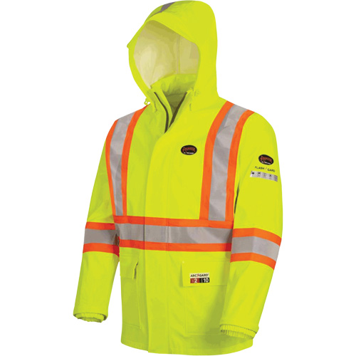 5881 FR/Arc-Rated Waterproof Rain Jacket, X-Small, High Visibility Yellow, 10 cal/cm² Groupe Generik