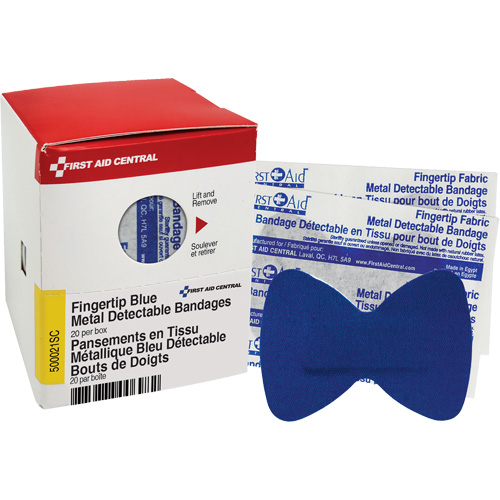 Pansements bleus d&eacute;tectables par d&eacute;tecteurs de m&eacute;taux pour bout de doigt, Bout de doigt, Tissu d&eacute;tectable, St&eacute;rile Groupe Generik