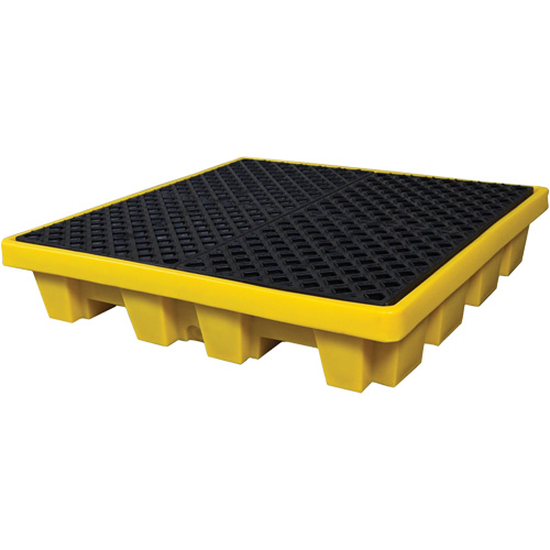 4-Drum Nestable Ultra-Spill Pallet&reg;, 66 US gal. Spill Capacity, 51" x 51" x 10" Groupe Generik