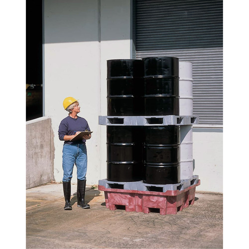 4-Drum Ultra-Spill King&reg; Flat Deck Spill Pallet, 85 US gal. Spill Capacity, 51" x 51" x 17.5" Groupe Generik