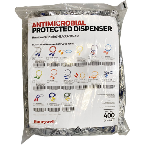 Recharge de bouchons doreille AS-30W pour le distributeur HL400, Vrac - Sac en poly, Avec cordon Groupe Generik