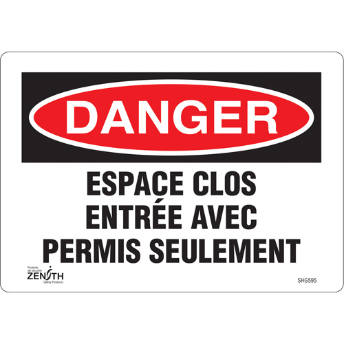 Enseigne  Espace clos , 7" x 10", Vinyle, Français Groupe Generik