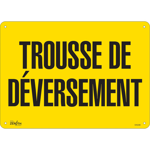 "Trousse de d&eacute;versement" Sign, 10" x 14", Plastic, French Groupe Generik