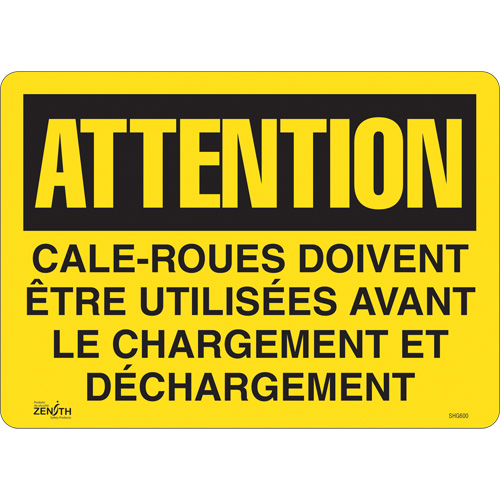 Enseigne  Cale-roues doivent &ecirc;tre utilis&eacute;es , 14" x 10", Vinyle, Français Groupe Generik