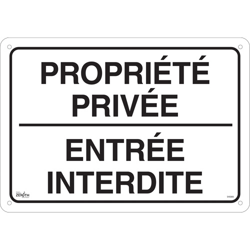 Enseigne  Propri&eacute;t&eacute; priv&eacute;e , 14" x 20", Aluminium, Français Groupe Generik