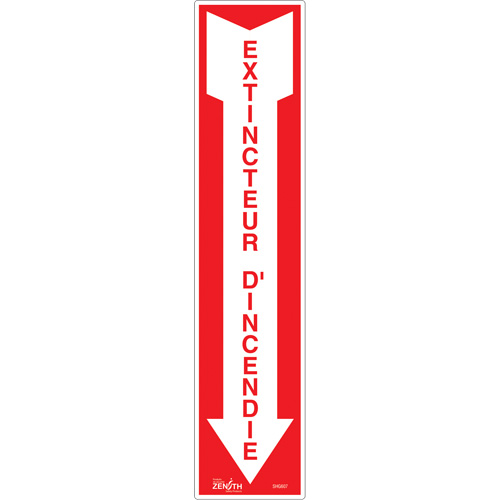 Enseigne  Extincteur d'incendie , 4" x 18", Vinyle, Français avec pictogramme Groupe Generik