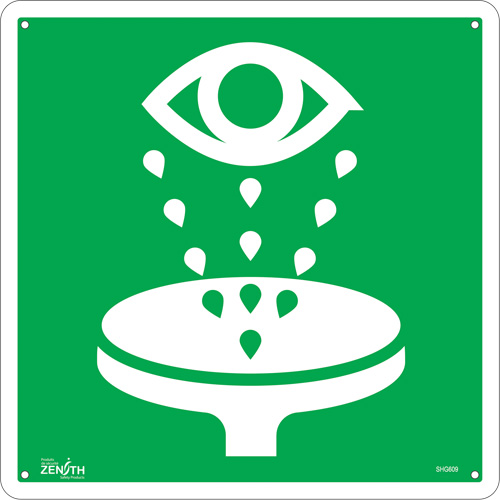 Enseigne de s&eacute;curit&eacute; conforme &agrave; la CSA - Eye Wash, 12" x 12", Aluminium, Pictogramme Groupe Generik