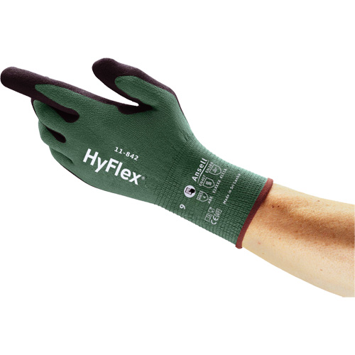 Gants polyvalents &eacute;coresponsables HyFlex 11-842, 5, R&ecirc;vetement Mousse de nitrile, Calibre 15, Enveloppe en Nylon Groupe Generik