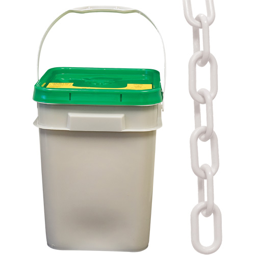 Heavy-Duty Plastic Safety Chain, White, 2" Link, 120' Length Groupe Generik