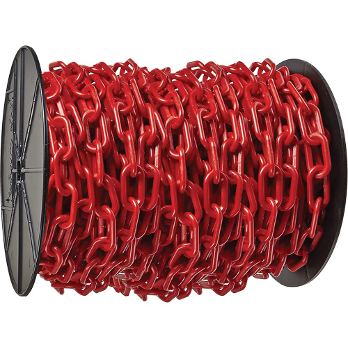 Heavy-Duty Plastic Safety Chain, Red, 2" Link, 100' Length Groupe Generik