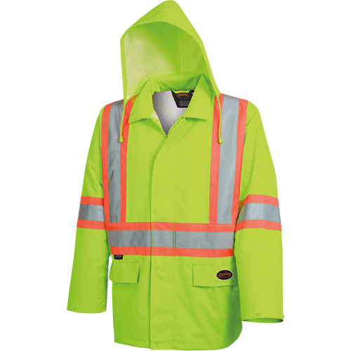 5628 The Rock  Waterproof Safety Jacket, Polyester/Polyurethane, High Visibility Lime-Yellow, Small Groupe Generik