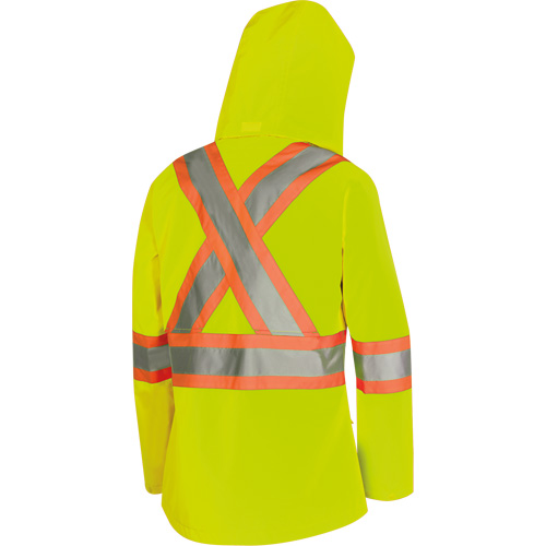 5628W The Rock Women's 300D  Quilted Safety Parka, Polyester/Polyurethane, High Visibility Lime-Yellow, X-Small Groupe Generik