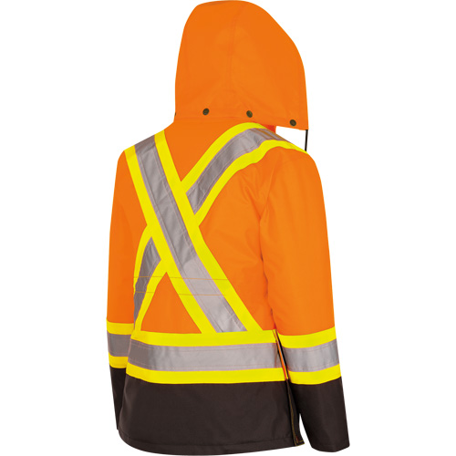 5020BBW Manteau 7 en 1 imperm&eacute;able pour femmes avec capuchon, Polyester/Polyur&eacute;thane, Orange haute visibilit&eacute;, T-petit Groupe Generik