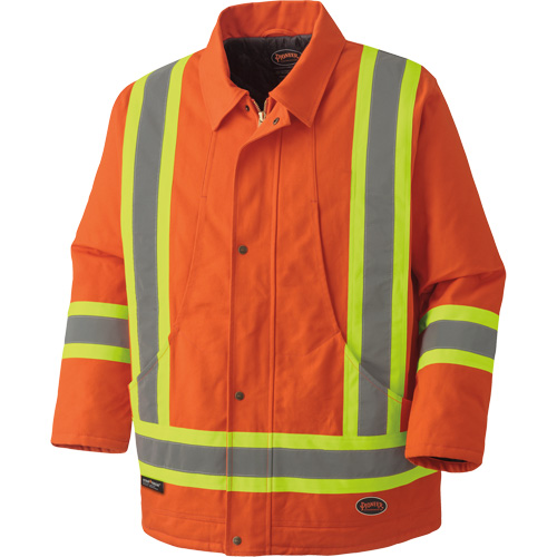 5537A Parka de s&eacute;curit&eacute; matelass&eacute; en canevas de coton, Orange haute visibilit&eacute;, Petit Groupe Generik