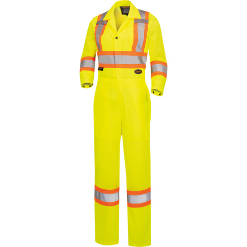 5999AW Women's High-Visibility Traffic Safety Coveralls, X-Small, High Visibility Lime-Yellow Groupe Generik