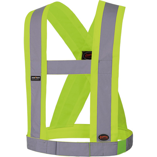 5493 High-Visibility 4" Wide Adjustable Safety Sash, Meets/Exceeds CSA Z96 Class 2 - Level 2, High Visibility Lime-Yellow, Silver Reflective Colour, One Size Groupe Generik
