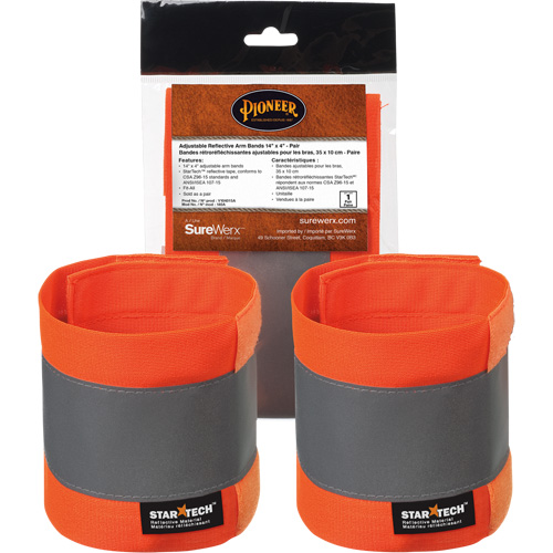 140A High-Visibility Orange Adjustable 14" X 4" Reflective Armband Groupe Generik