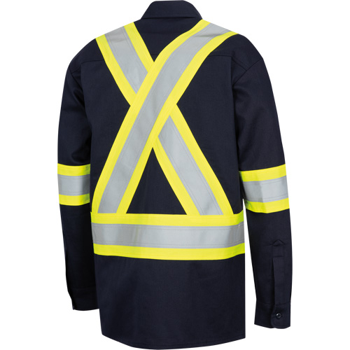 7742SF FR-TECH&reg; High-Visibility 88/12 Arc-Rated Safety Shirt, Small, Navy Blue Groupe Generik