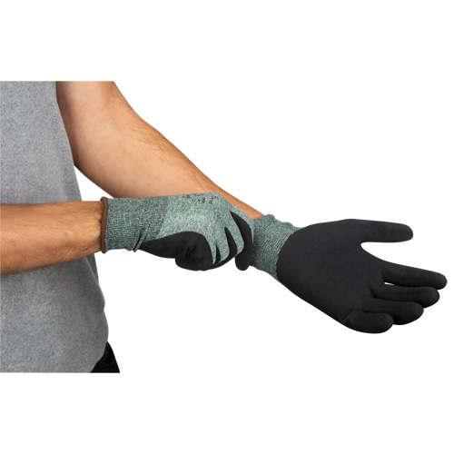 Eco-Friendly Crinkle Grip Coated Gloves, 7, Foam Latex Coating, 15 Gauge, Nylon/RPET Shell Groupe Generik
