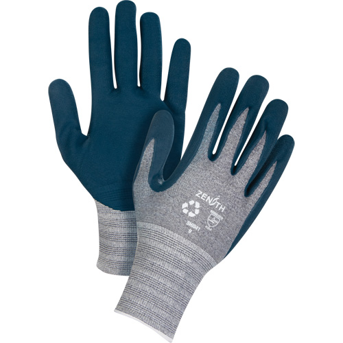 Eco-Friendly Lightweight Coated Gloves, 7, Foam Nitrile Coating, 15 Gauge, Polyester/RPET Shell Groupe Generik