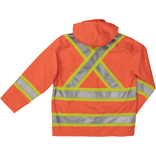 Ripstop Safety Rain Jacket, Polyester, X-Large, High Visibility Orange Groupe Generik