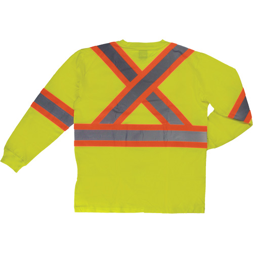 Long Sleeve Safety T-Shirt, Cotton, X-Small, High Visibility Lime-Yellow Groupe Generik