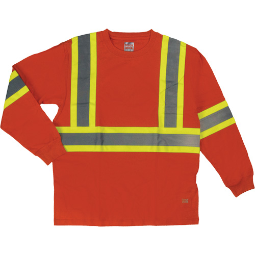Long Sleeve Safety T-Shirt, Cotton, X-Small, High Visibility Orange Groupe Generik