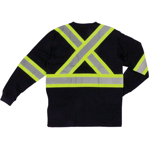 Long Sleeve Safety T-Shirt, Cotton, X-Small, Black Groupe Generik