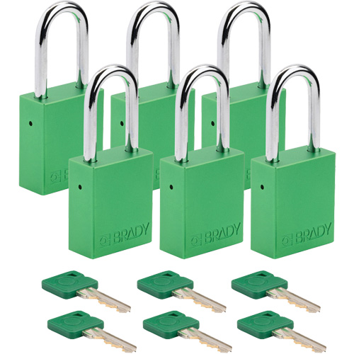Velocity Lockout Padlocks, Green, Keyed Alike, Aluminum, 1-1/2" Width Groupe Generik
