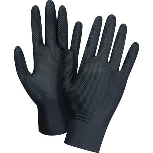 Gants d'examen de poids lourd &agrave; prise tactile, Petit, Nitrile, 8 mils, Sans poudre, Noir, Classe 2 Groupe Generik