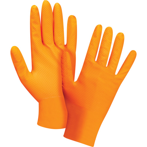 Gants d'examen de poids lourd &agrave; prise tactile, Petit, Nitrile, 8 mils, Sans poudre, Orange Groupe Generik