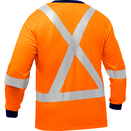 Chemise &agrave; manches longues et X au dos Bisley, Poly-coton, Petit, Orange haute visibilit&eacute; Groupe Generik