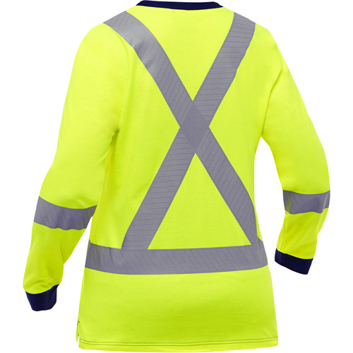 Chemise &agrave; manches longues et X au dos Bisley pour femmes, Poly-coton, Petit, Jaune lime haute visibilit&eacute; Groupe Generik
