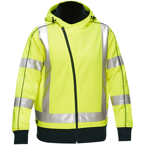 Bisley&reg; X-Back Women's Contoured Full Zip Hooded Sweatshirt with Sherpa Lining, 3X-Large, High Visibility Lime-Yellow Groupe Generik