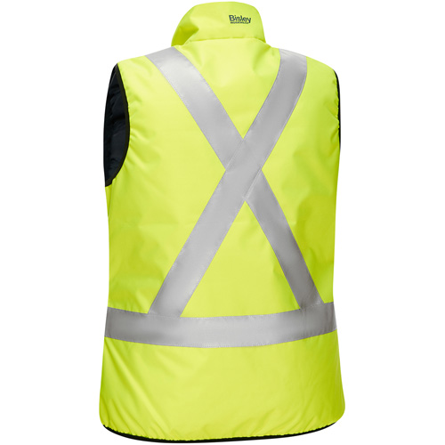 Veste bouffante, enveloppante et r&eacute;versible avec X au dos Bisley pour femmes, Jaune lime haute visibilit&eacute;, Petit, Polyester Groupe Generik