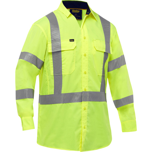 Chemise de travail &agrave; manches longues et X au dos Bisley avec X-Airflow, Poly-coton, Petit, Jaune lime haute visibilit&eacute; Groupe Generik