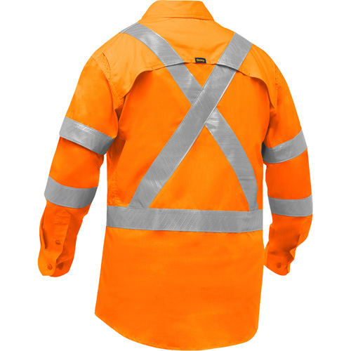 Chemise de travail &agrave; manches longues et X au dos Bisley avec X-Airflow, Poly-coton, Petit, Orange haute visibilit&eacute; Groupe Generik