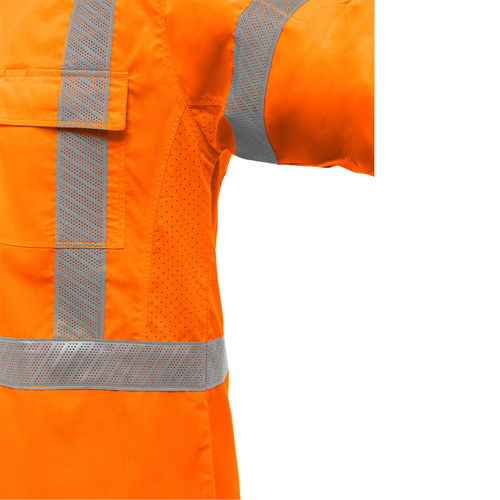 Chemise de travail &agrave; manches longues et X au dos Bisley avec X-Airflow, Poly-coton, Petit, Orange haute visibilit&eacute; Groupe Generik