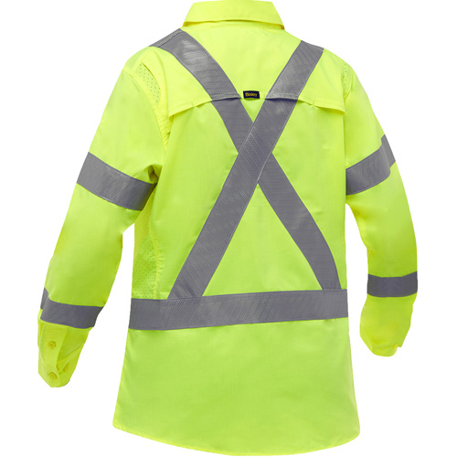 Chemise de travail &agrave; manches longues et X au dos Bisley avec X-Airflow pour femmes, Poly-coton, Petit, Jaune lime haute visibilit&eacute; Groupe Generik