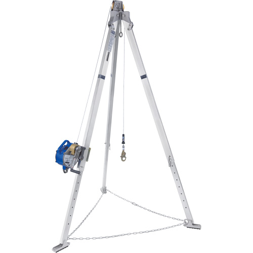 Tr&eacute;pied en aluminium pour espace clos avec cordage de s&eacute;curit&eacute; autor&eacute;tractable tri directionnel 8301098 Groupe Generik