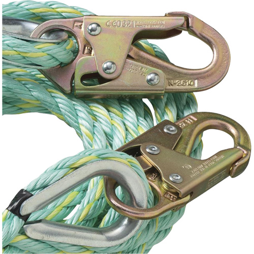 VL-1122-100 Vertical Lifeline Rope with Anchor End Snap Hook, Copolymer Groupe Generik