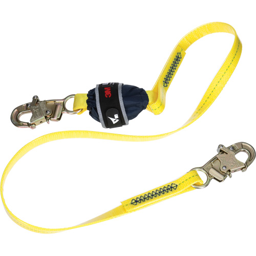 Coated Web Shock-Absorbing Lanyard, 6', Snap Hook Center, Snap Hook Leg Ends Groupe Generik