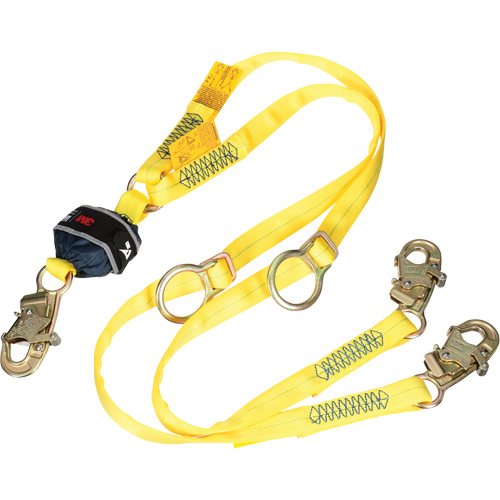 Twin-Leg Tie-Back Web Shock-Absorbing Lanyard, 6', Snap Hook Center, Snap Hook Leg Ends, Polyester Groupe Generik