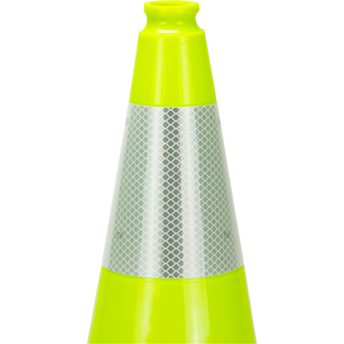 C&ocirc;ne de signalisation de premi&egrave;re qualit&eacute;, 18", Vert lime, Bande(s) r&eacute;fl&eacute;chissante(s) 6" Groupe Generik