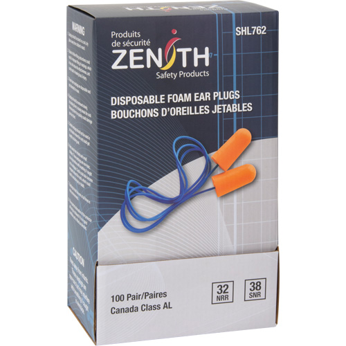Foam Earplugs, Pair - Polybag, Corded Groupe Generik