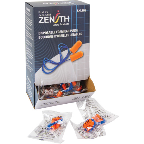 Foam Earplugs, Pair - Polybag, Corded Groupe Generik