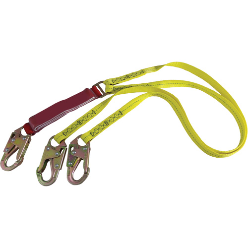 External Energy Absorber Lanyard with 3/4" Hooks, 6', Snap Hook Center, Snap Hook Leg Ends, Polyester Groupe Generik