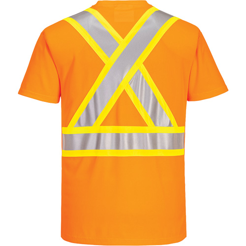 Contrast-Striped Safety T-Shirt, Polyester, Small, High Visibility Orange Groupe Generik